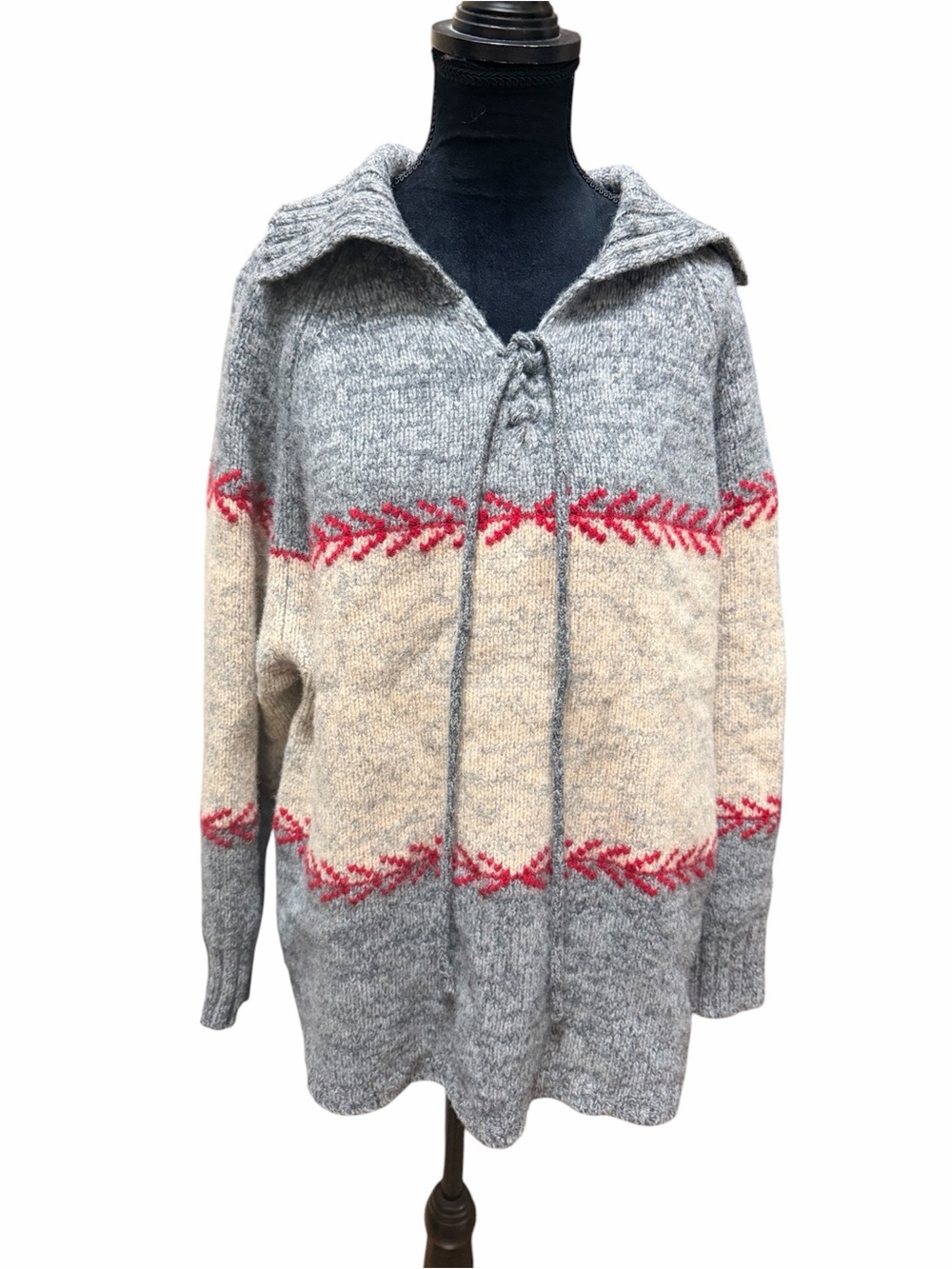Vintage Y2K EDDIE BAUER 100% Lambswool Pullover Sweater Grey Women’s Size Large